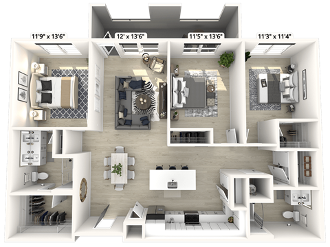 3 bed 2 bath at Luxe 360 on Centerpointe Apartments, Virginia, 23114